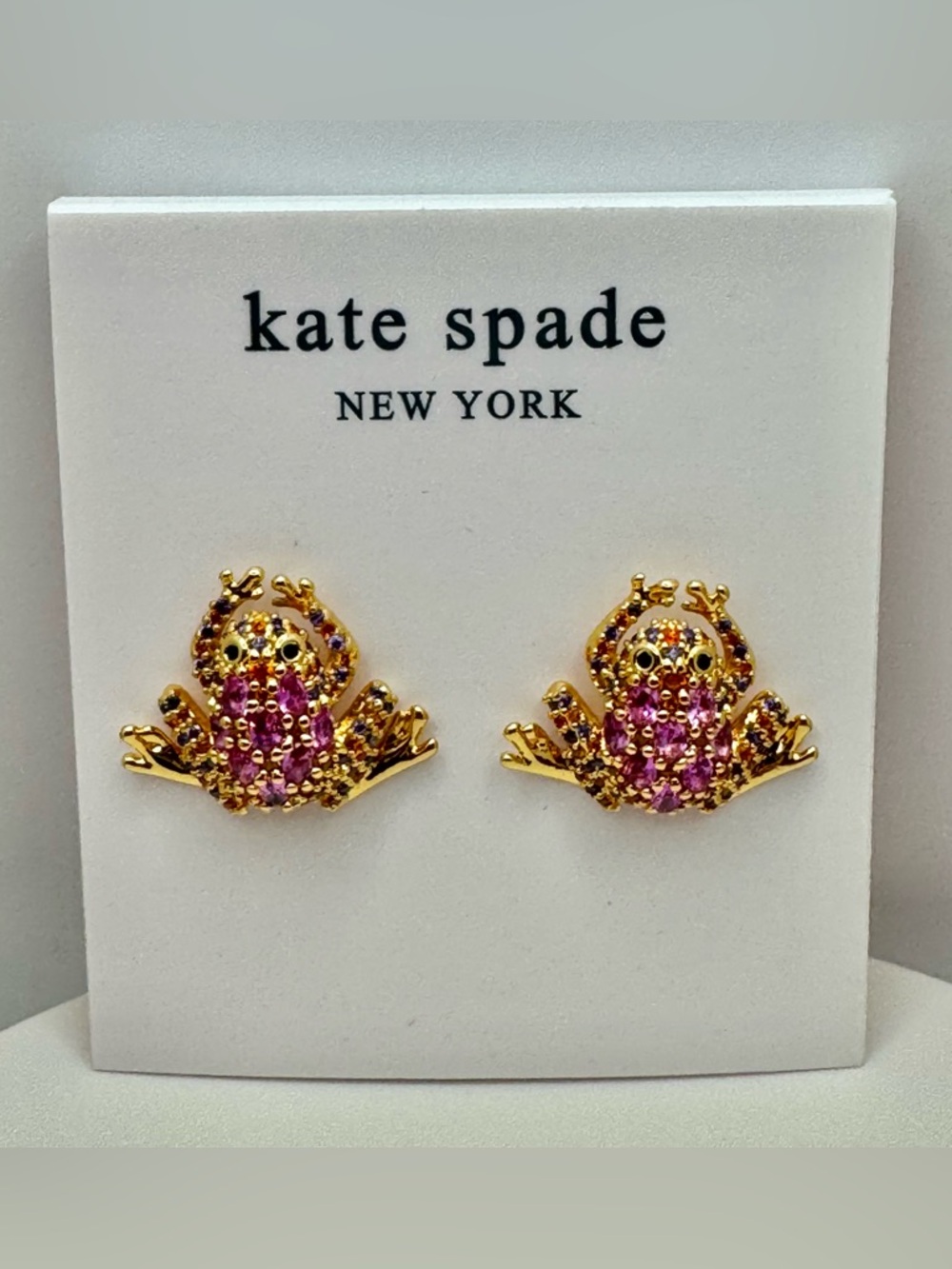 KATE SPADE Take The Leap Frog Stud Earrings NEW